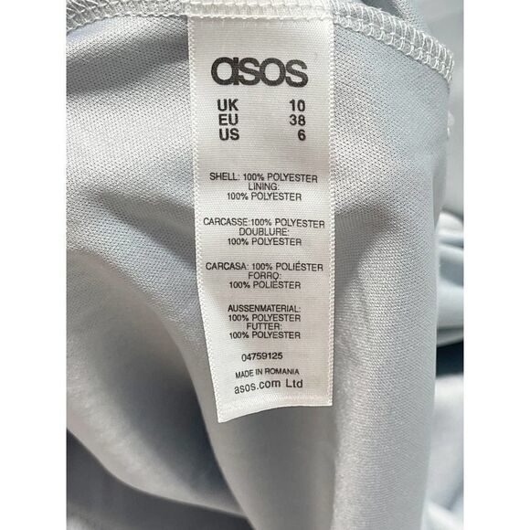 Asos Kate Lace Maxi Dress Gown Eyelash Lace V-Neck Short Sleeves Baby Blue 6 - Picture 8 of 16